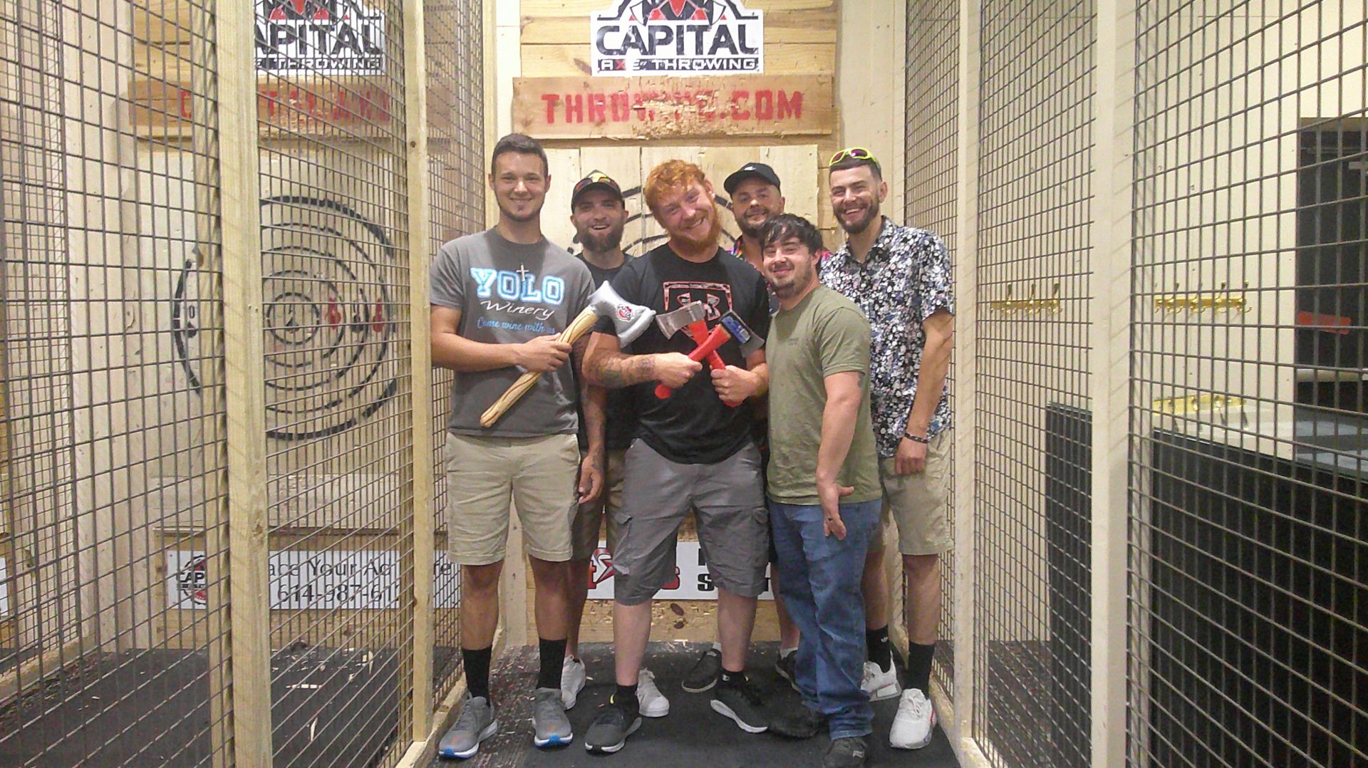 Photo of bachelor party group at Capital axe throwing