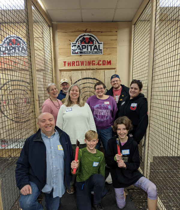 Family outing photo at Capital Axe Throwing